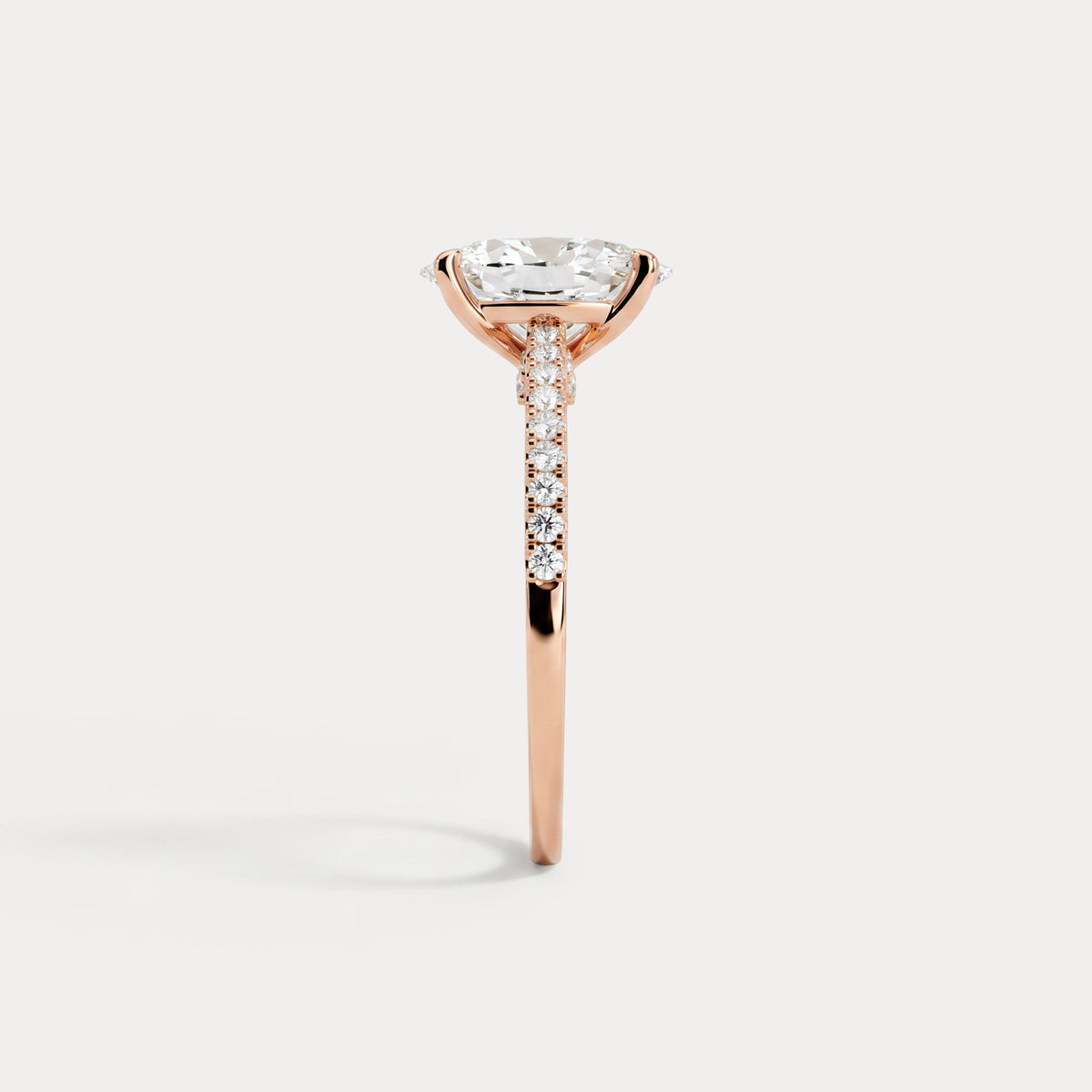 Melina丨Oval Cut Pave Solitaire 2CT Lab Grown Engagement Ring - Rings