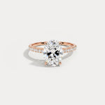Melina丨Oval Cut Pave Solitaire 2CT Lab Grown Engagement Ring - Rings