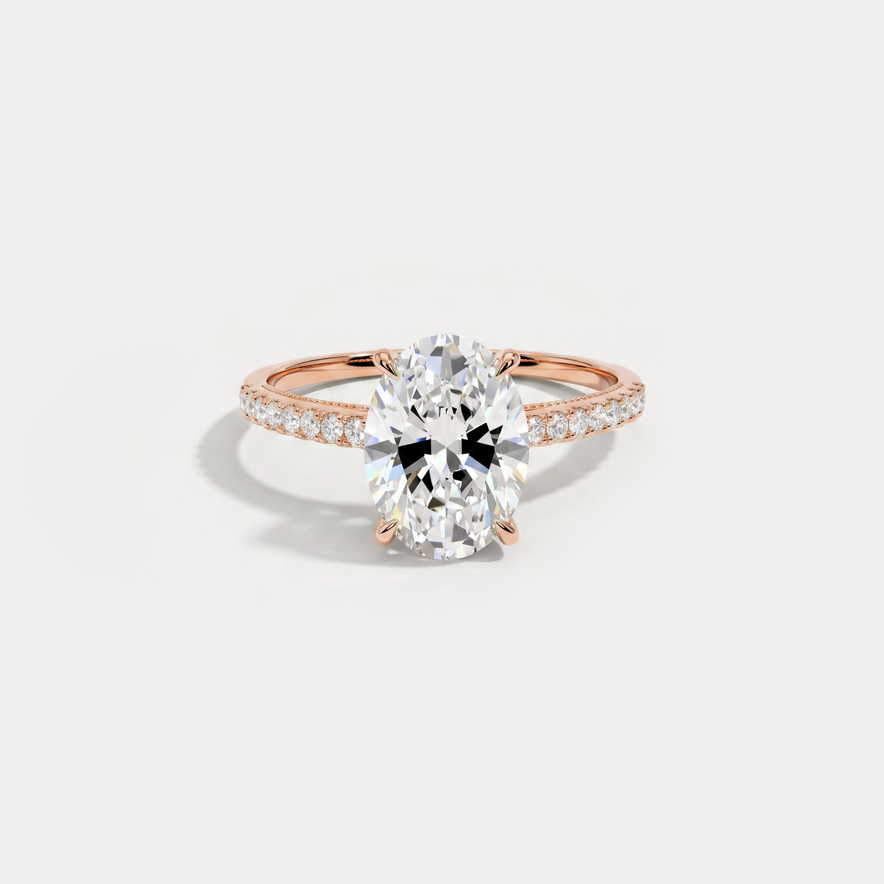 Melina丨Oval Cut Pave Solitaire 2CT Lab Grown Engagement Ring - Rings