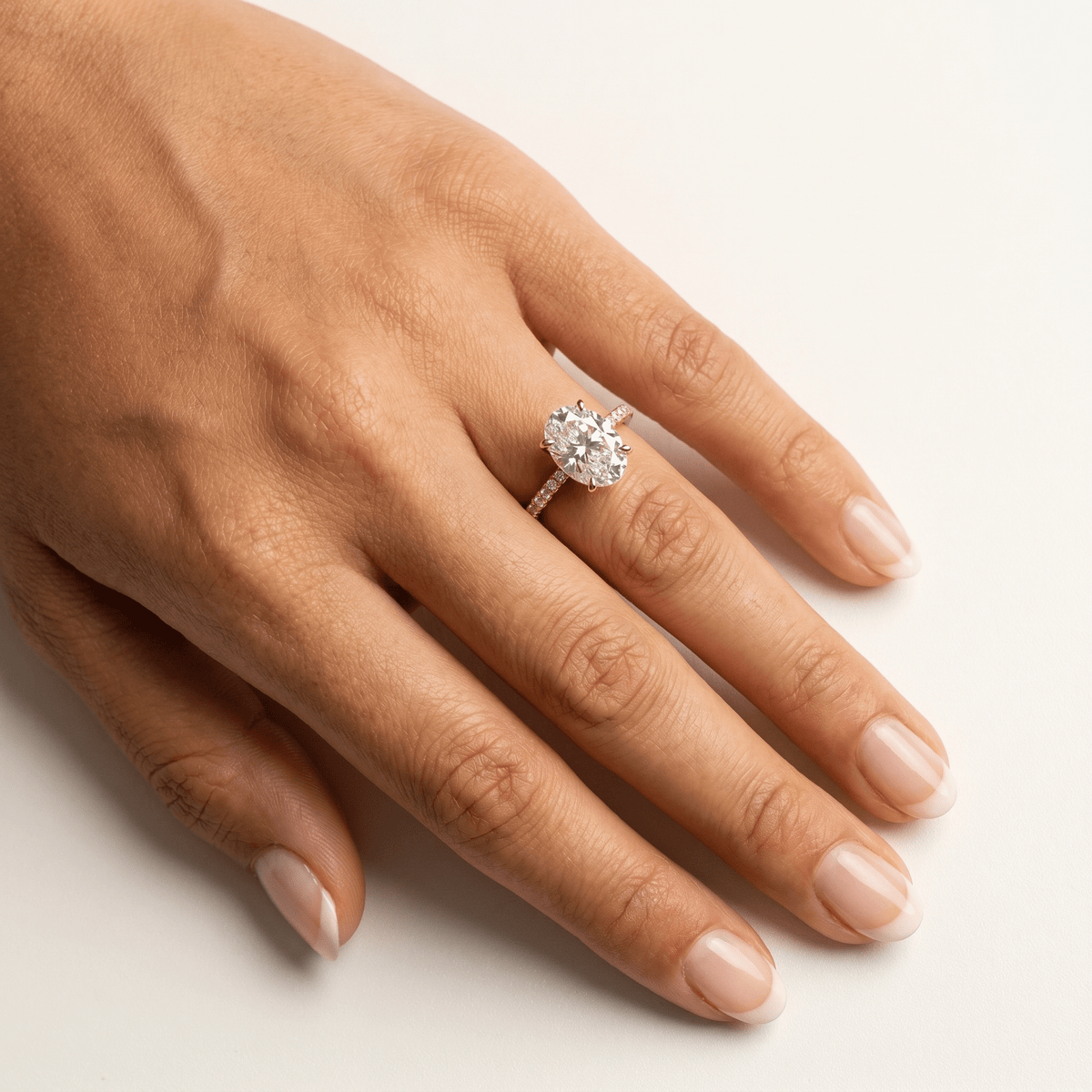 Melina丨Oval Cut Pave Solitaire 2CT Lab Grown Engagement Ring - Rings