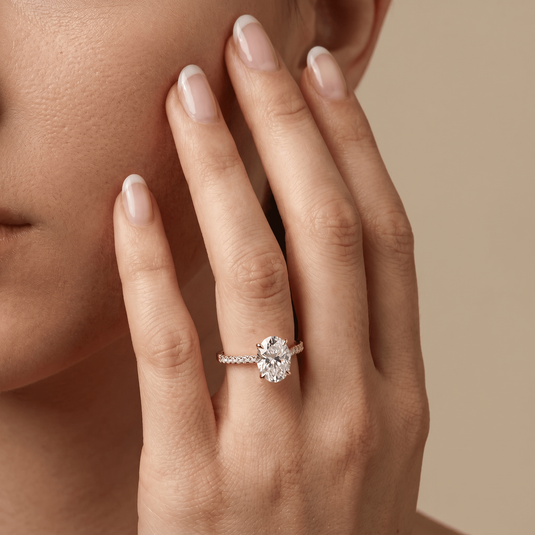Melina丨Oval Cut Pave Solitaire 2CT Lab Grown Engagement Ring - Rings