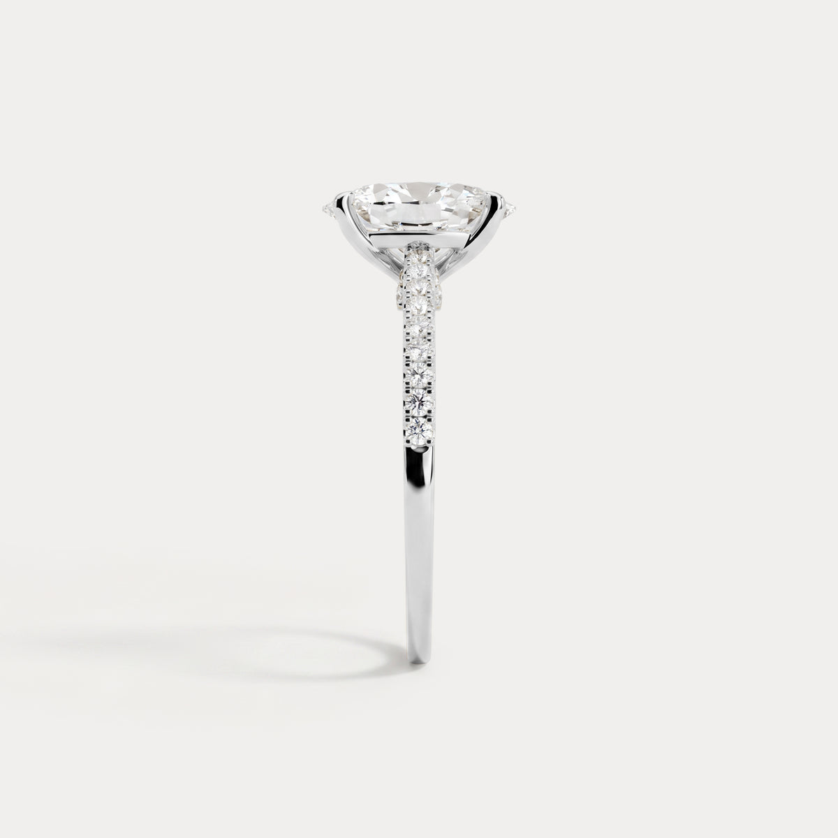Melina丨Oval Cut Pave Solitaire 2CT Lab Grown Engagement Ring - Rings