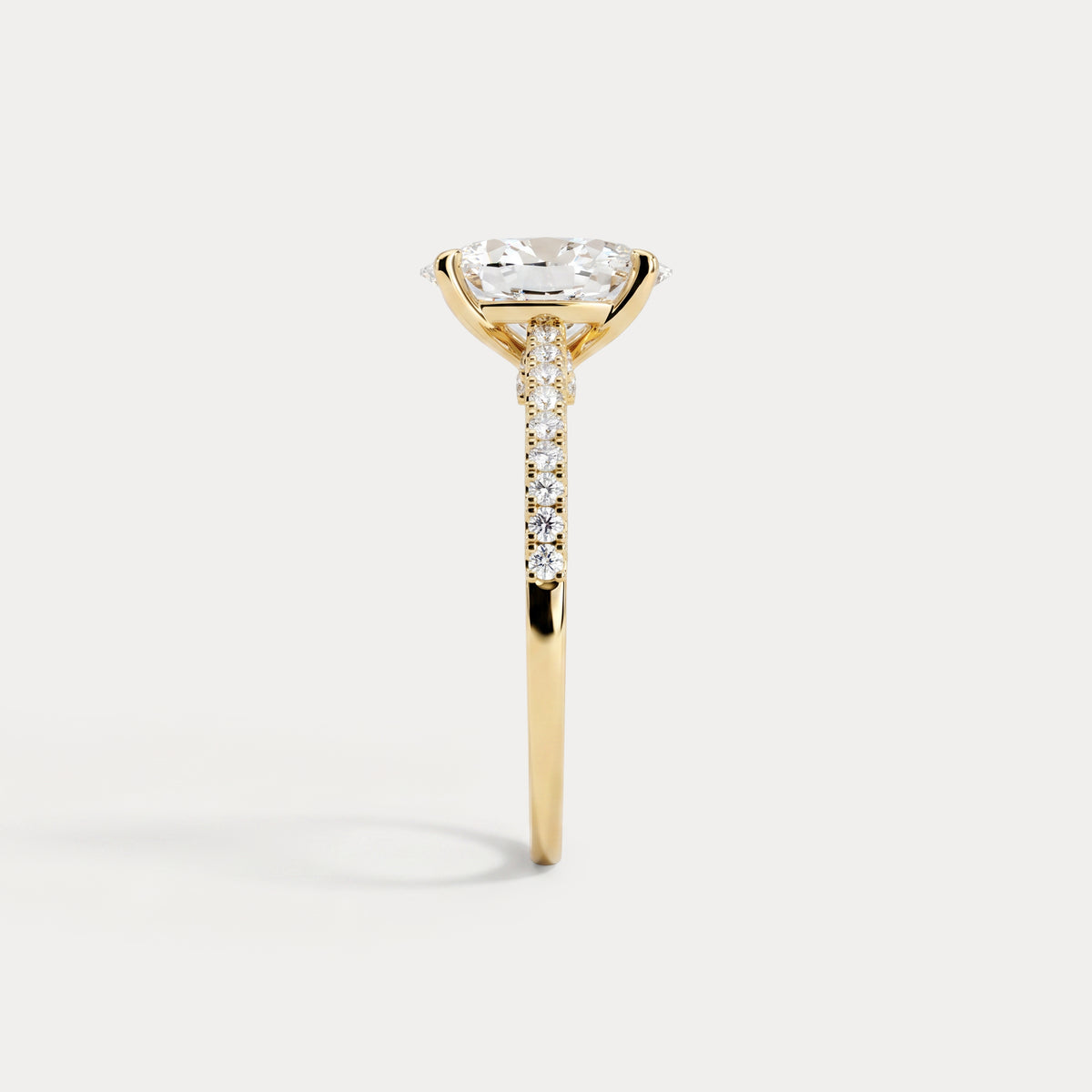 Melina丨Oval Cut Pave Solitaire 2CT Lab Grown Engagement Ring - Rings