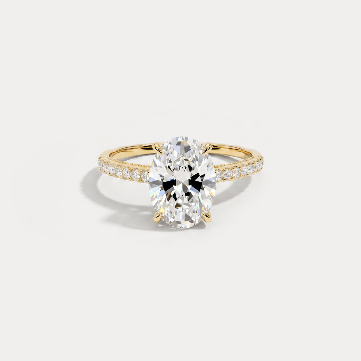Melina丨Oval Cut Pave Solitaire 2CT Lab Grown Engagement Ring - Rings
