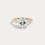 Melina丨Oval Cut Pave Solitaire 2CT Lab Grown Engagement Ring - Rings