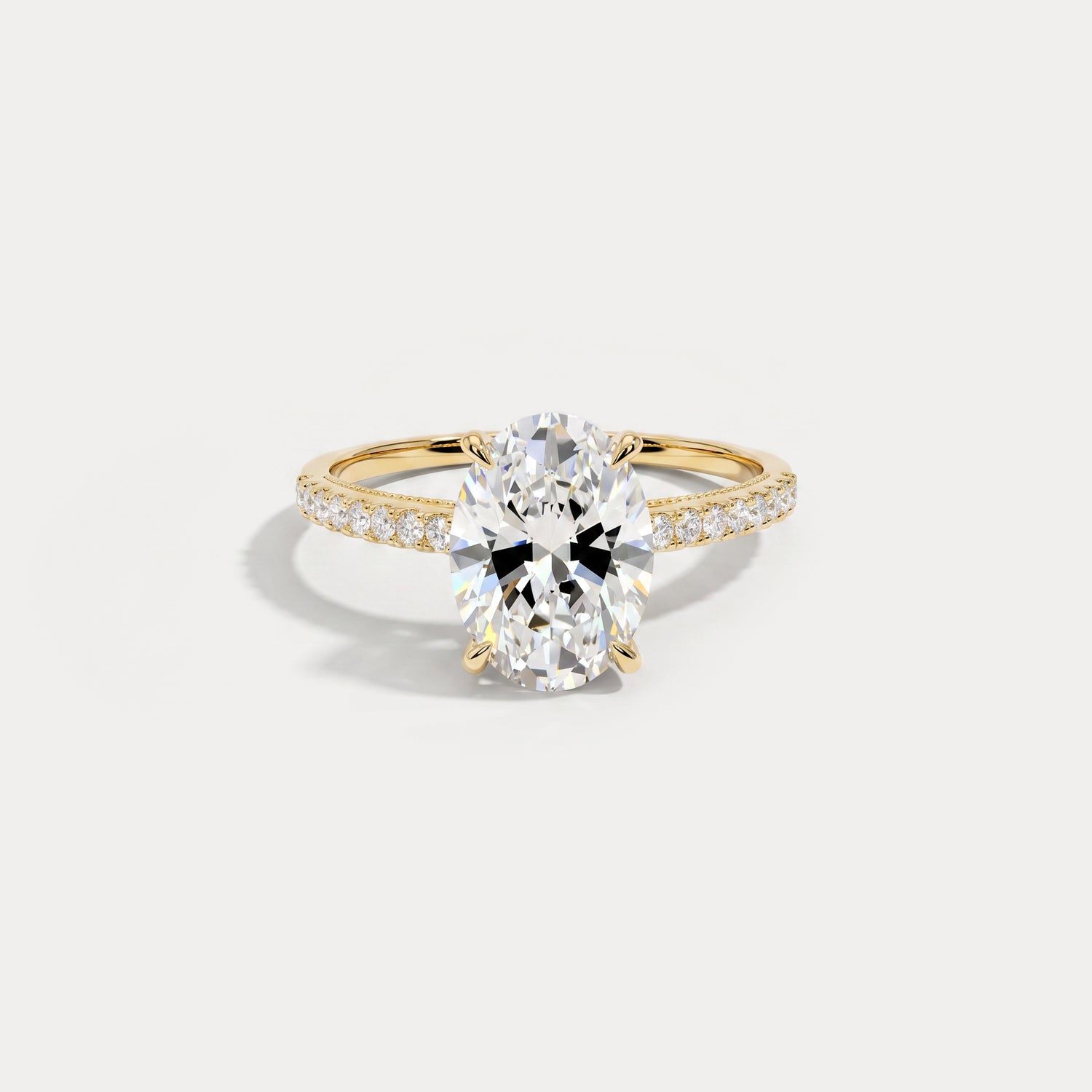 Melina丨Oval Cut Pave Solitaire 2CT Lab Grown Engagement Ring - Rings
