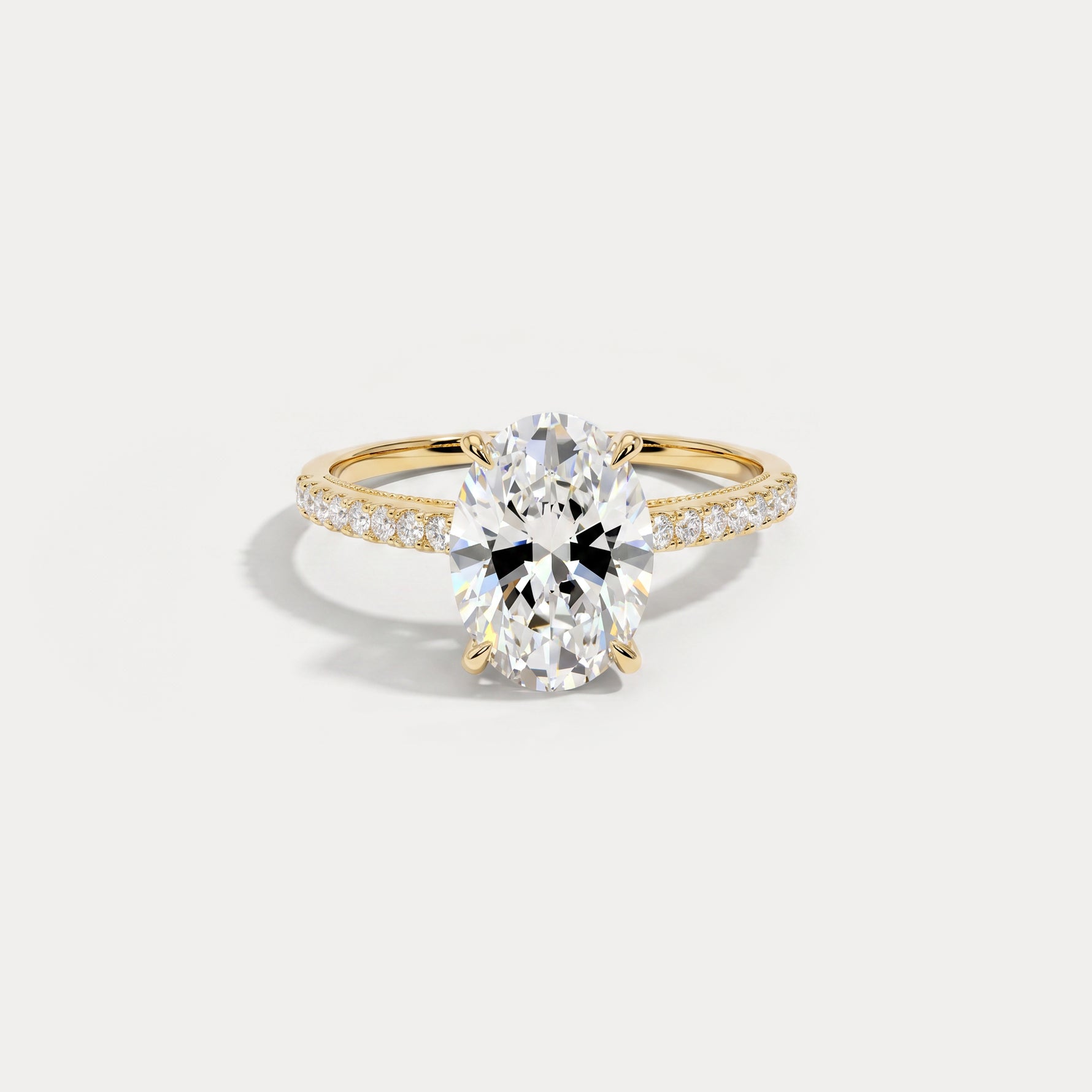 Melina丨Oval Cut Pave Solitaire 2CT Lab Grown Engagement Ring - Rings