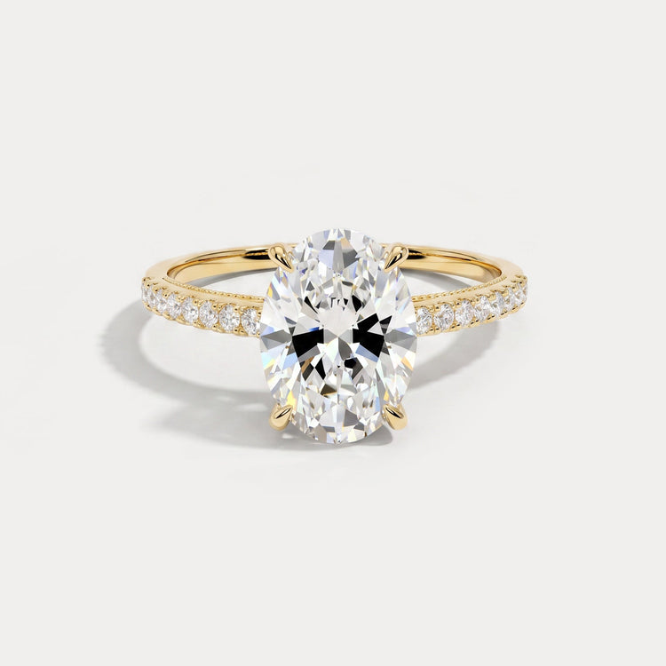 Melina丨Oval Cut Pave Solitaire 2CT Lab Grown Engagement Ring - Rings