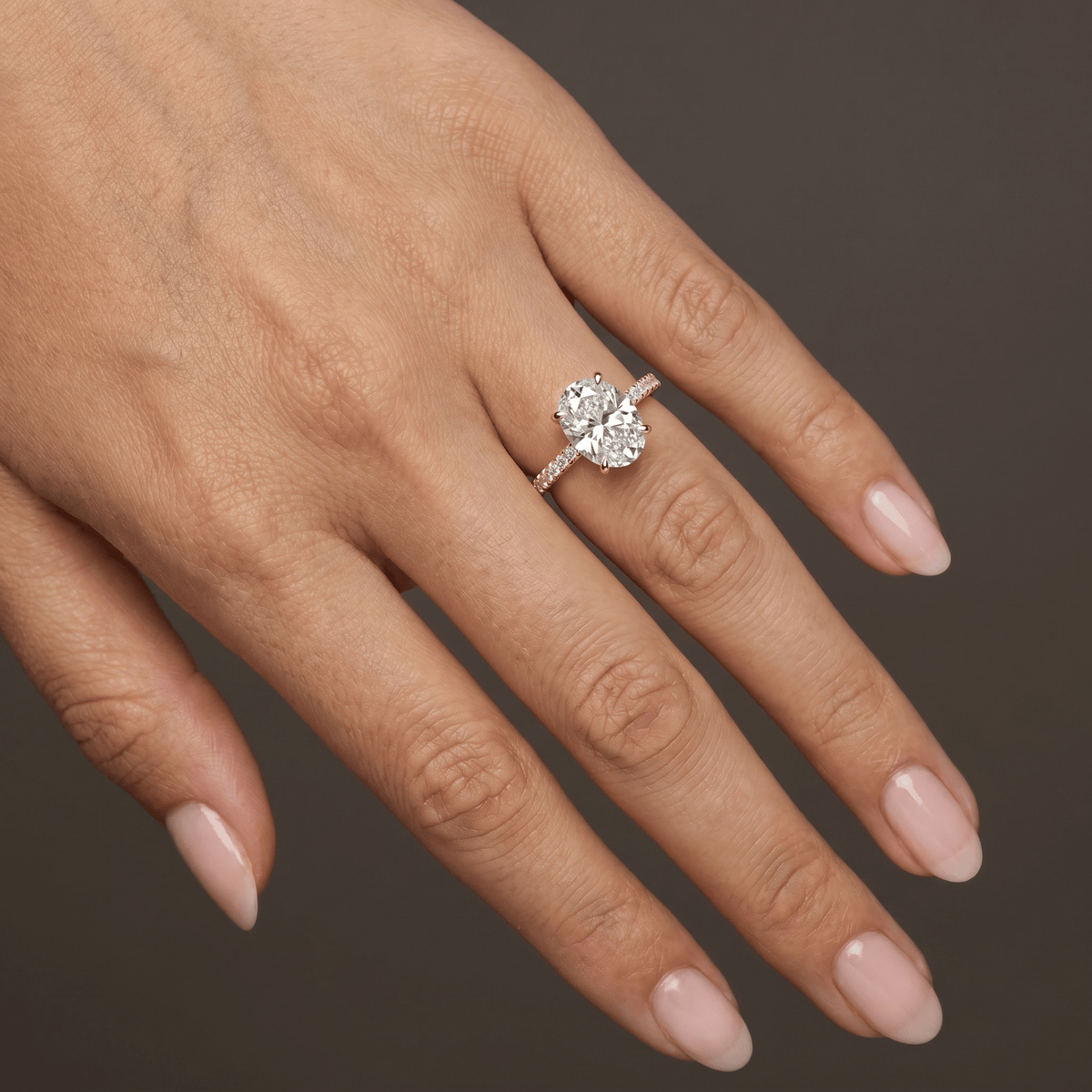 Melina丨Oval Cut Pave Solitaire 2CT Lab Grown Engagement Ring - Rings