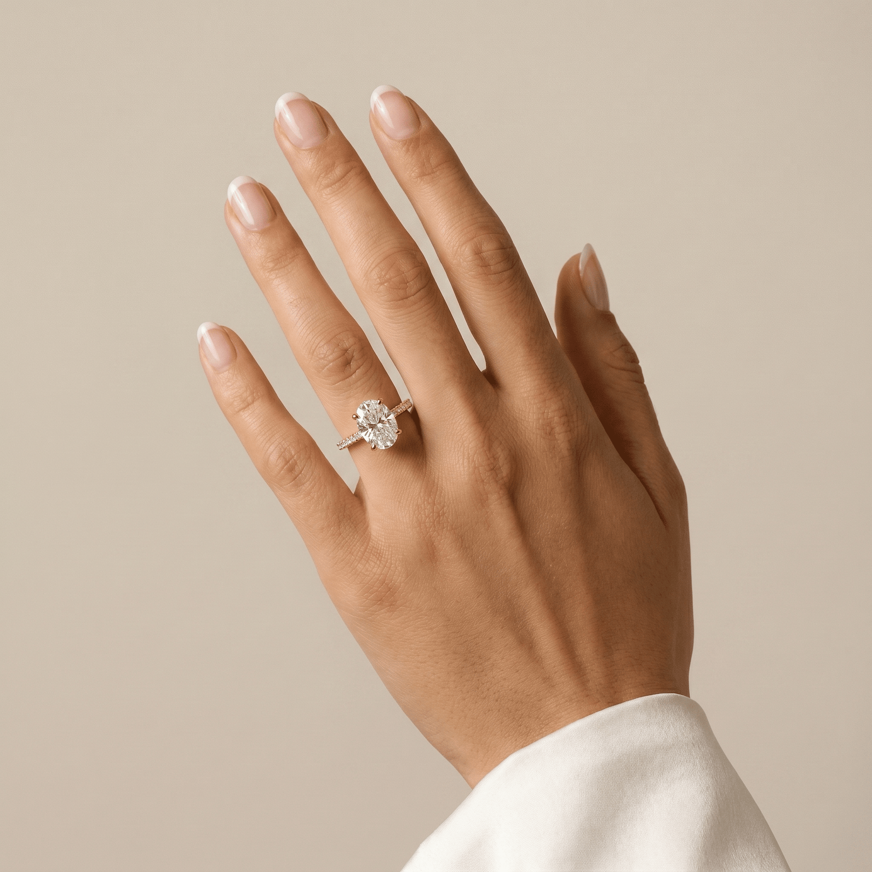 Melina丨Oval Cut Pave Solitaire 2CT Lab Grown Engagement Ring - Rings