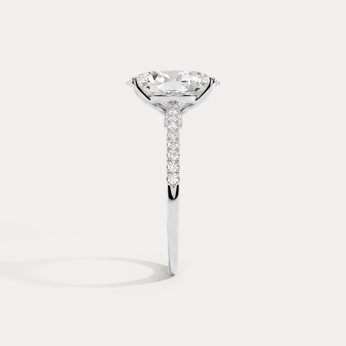 Melina丨Oval Cut Pave Solitaire 3CT Lab Grown Engagement Ring - Rings