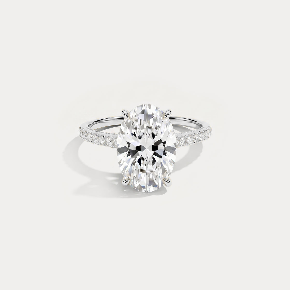 Melina丨Oval Cut Pave Solitaire 3CT Lab Grown Engagement Ring - Rings
