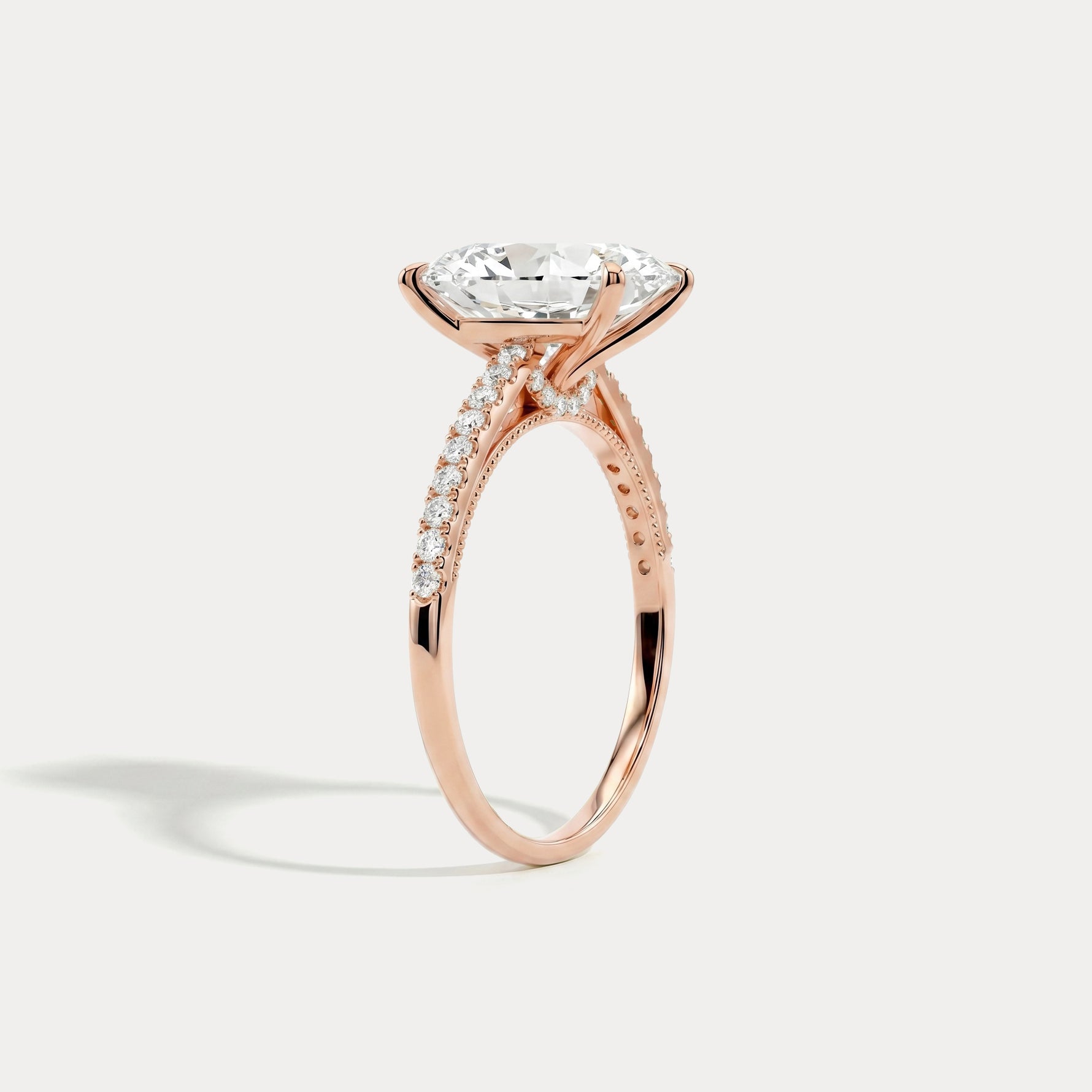 Melina丨Oval Cut Pave Solitaire 3CT Lab Grown Engagement Ring - Rings