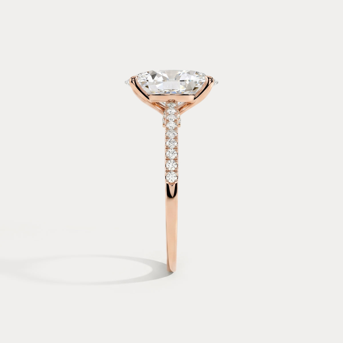 Melina丨Oval Cut Pave Solitaire 3CT Lab Grown Engagement Ring - Rings