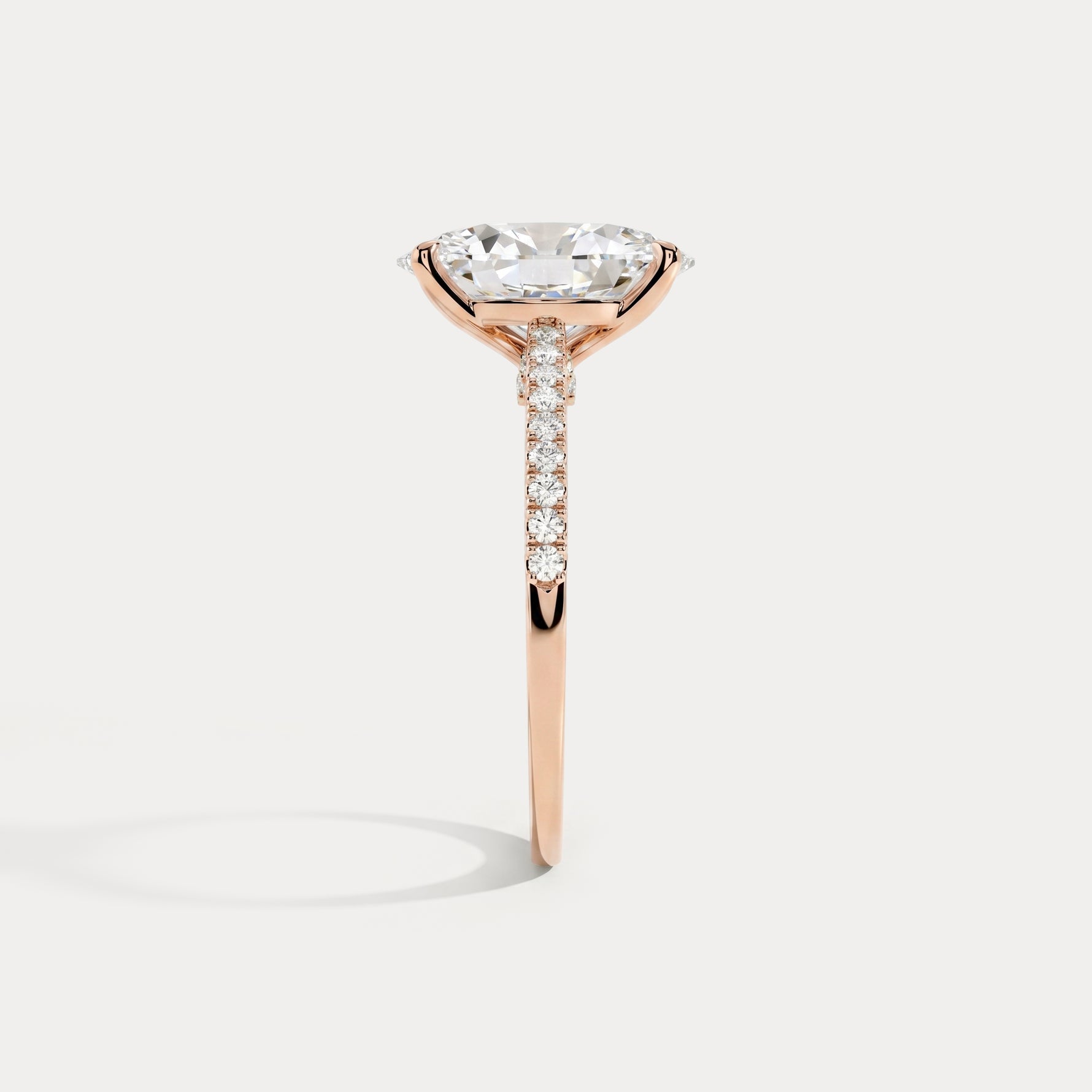 Melina丨Oval Cut Pave Solitaire 3CT Lab Grown Engagement Ring - Rings