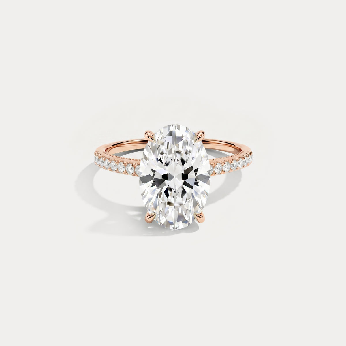 Melina丨Oval Cut Pave Solitaire 3CT Lab Grown Engagement Ring - Rings