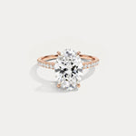 Melina丨Oval Cut Pave Solitaire 3CT Lab Grown Engagement Ring - Rings