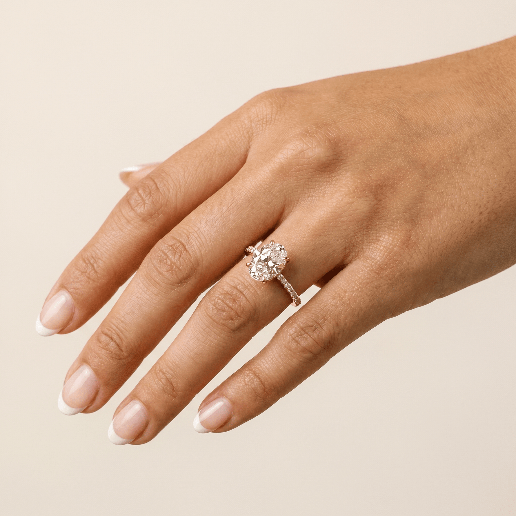 Melina丨Oval Cut Pave Solitaire 3CT Lab Grown Engagement Ring - Rings