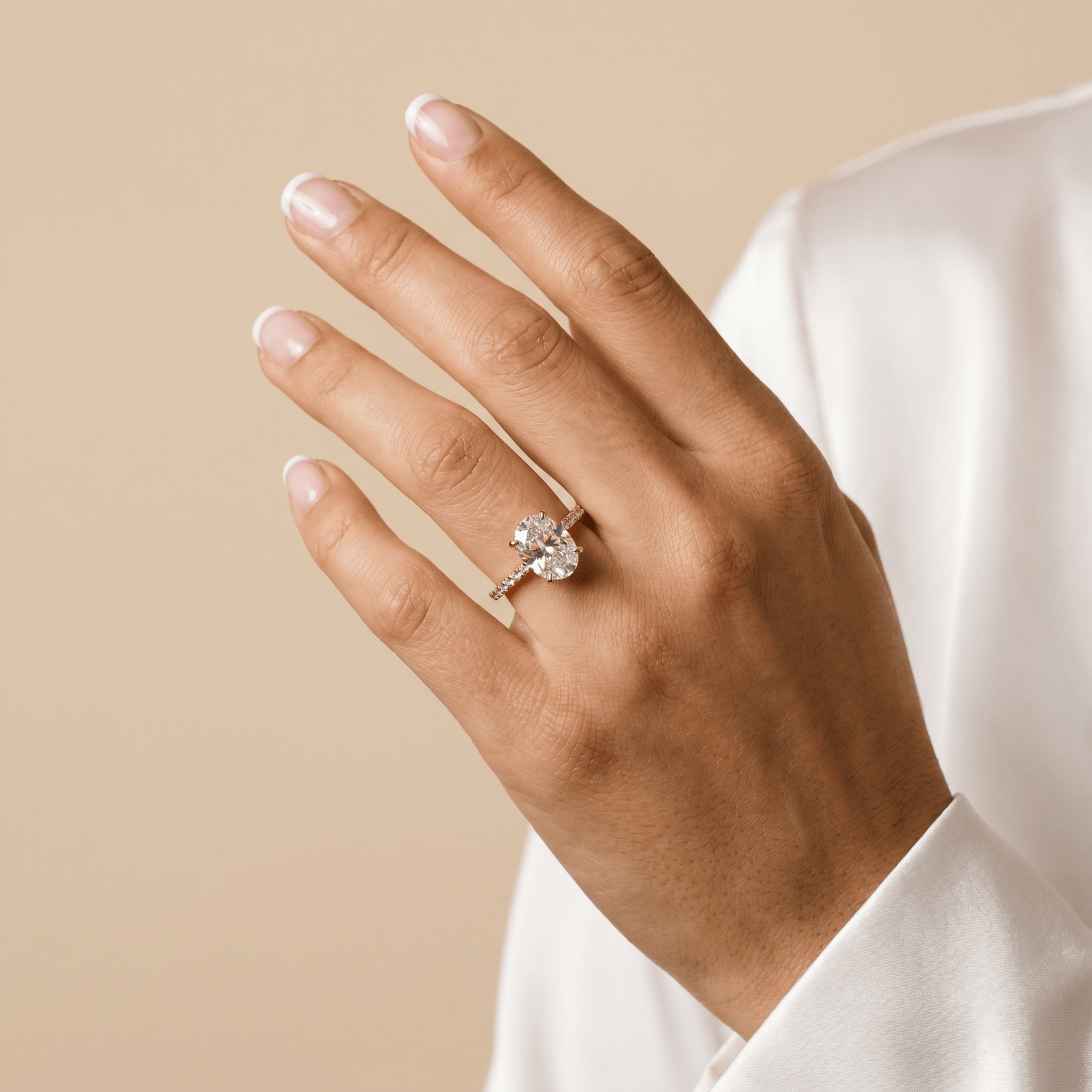 Melina丨Oval Cut Pave Solitaire 3CT Lab Grown Engagement Ring - Rings