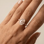Melina丨Oval Cut Pave Solitaire 3CT Lab Grown Engagement Ring - Rings