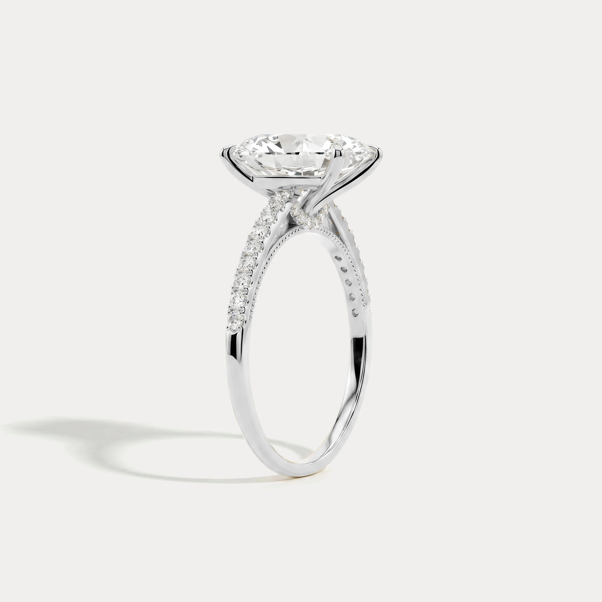 Melina丨Oval Cut Pave Solitaire 3CT Lab Grown Engagement Ring - Rings