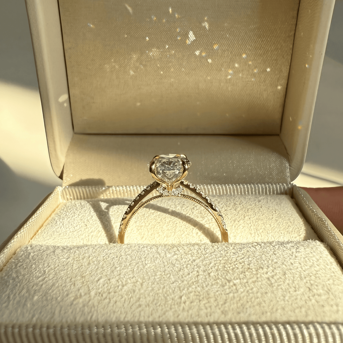 Melina丨Oval Cut Pave Solitaire 3CT Lab Grown Engagement Ring - Rings