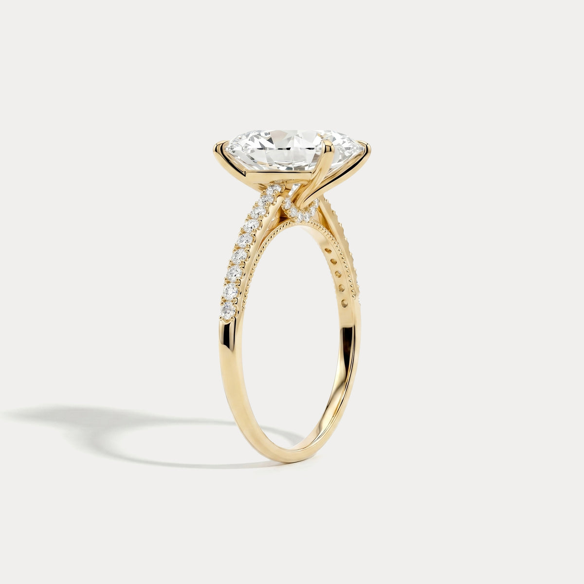 Melina丨Oval Cut Pave Solitaire 3CT Lab Grown Engagement Ring - Rings