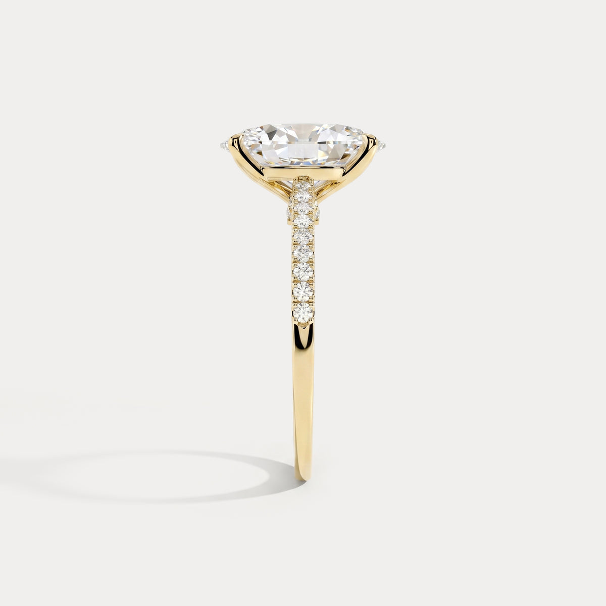 Melina丨Oval Cut Pave Solitaire 3CT Lab Grown Engagement Ring - Rings