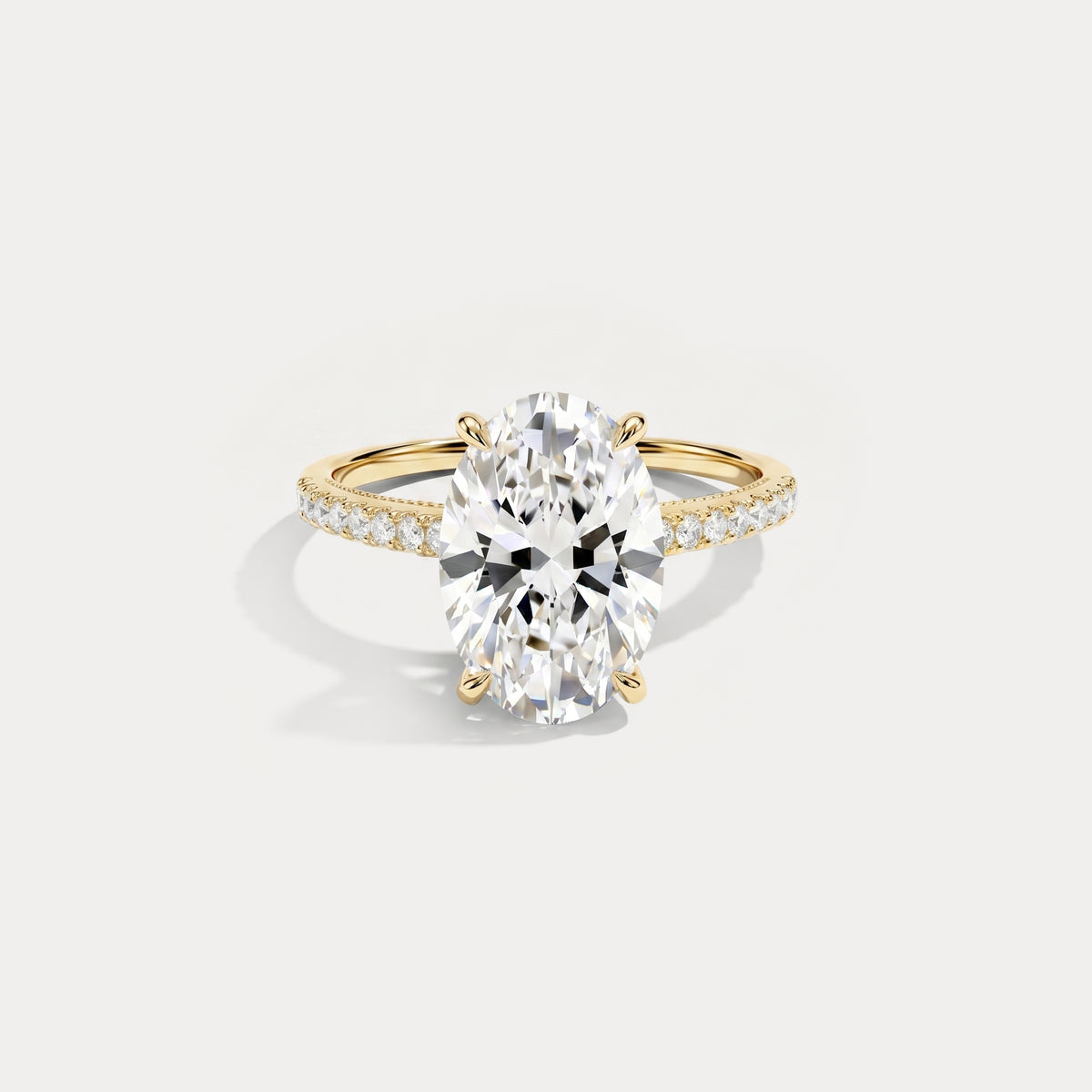 Melina丨Oval Cut Pave Solitaire 3CT Lab Grown Engagement Ring - Rings