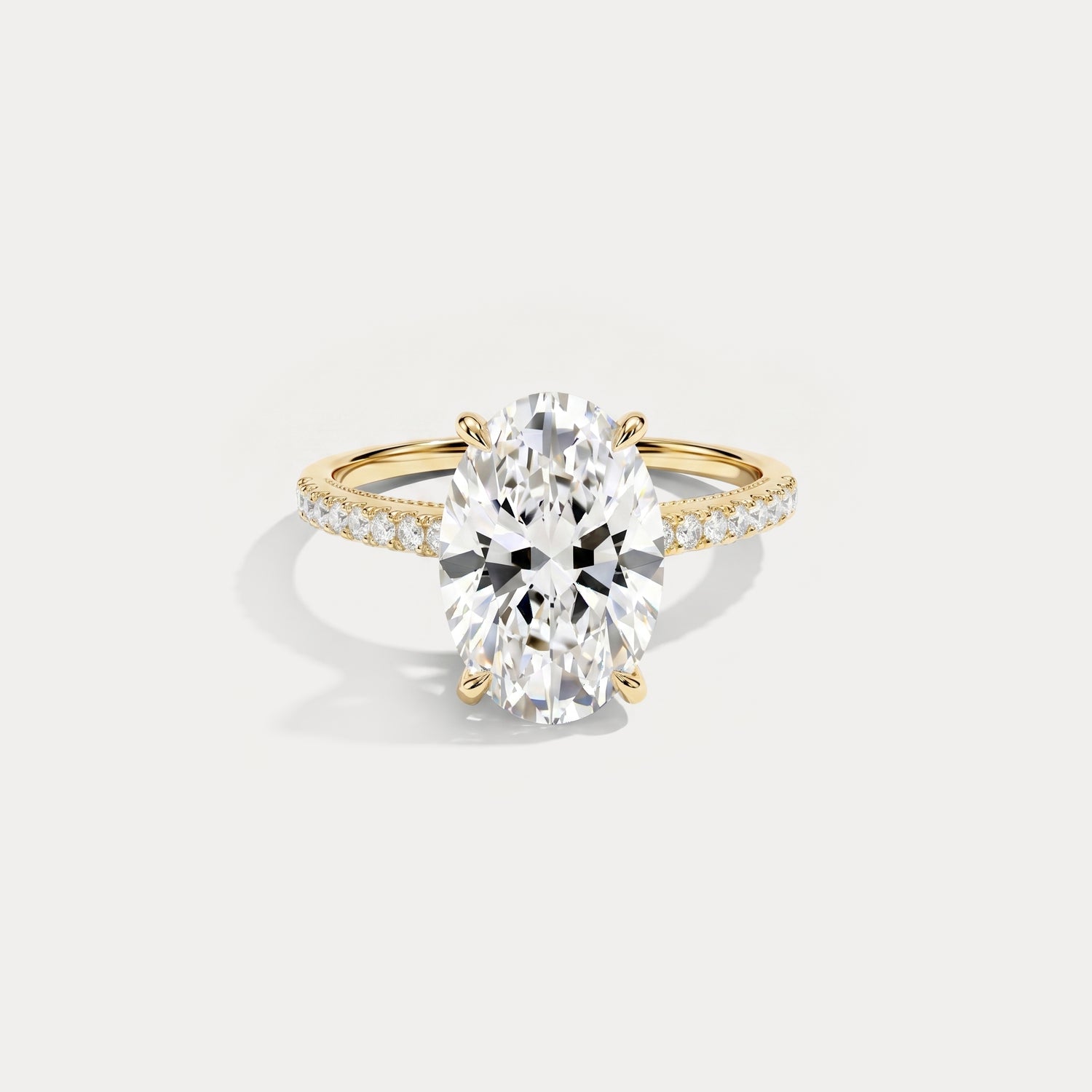 Melina丨Oval Cut Pave Solitaire 3CT Lab Grown Engagement Ring - Rings