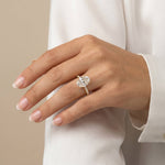 Melina丨3CT Oval Lab Diamond Engagement Ring with Cathedral Setting & Milgrain Pavé Band - Rings