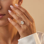 Melina丨3CT Oval Lab Diamond Engagement Ring with Cathedral Setting & Milgrain Pavé Band - Rings