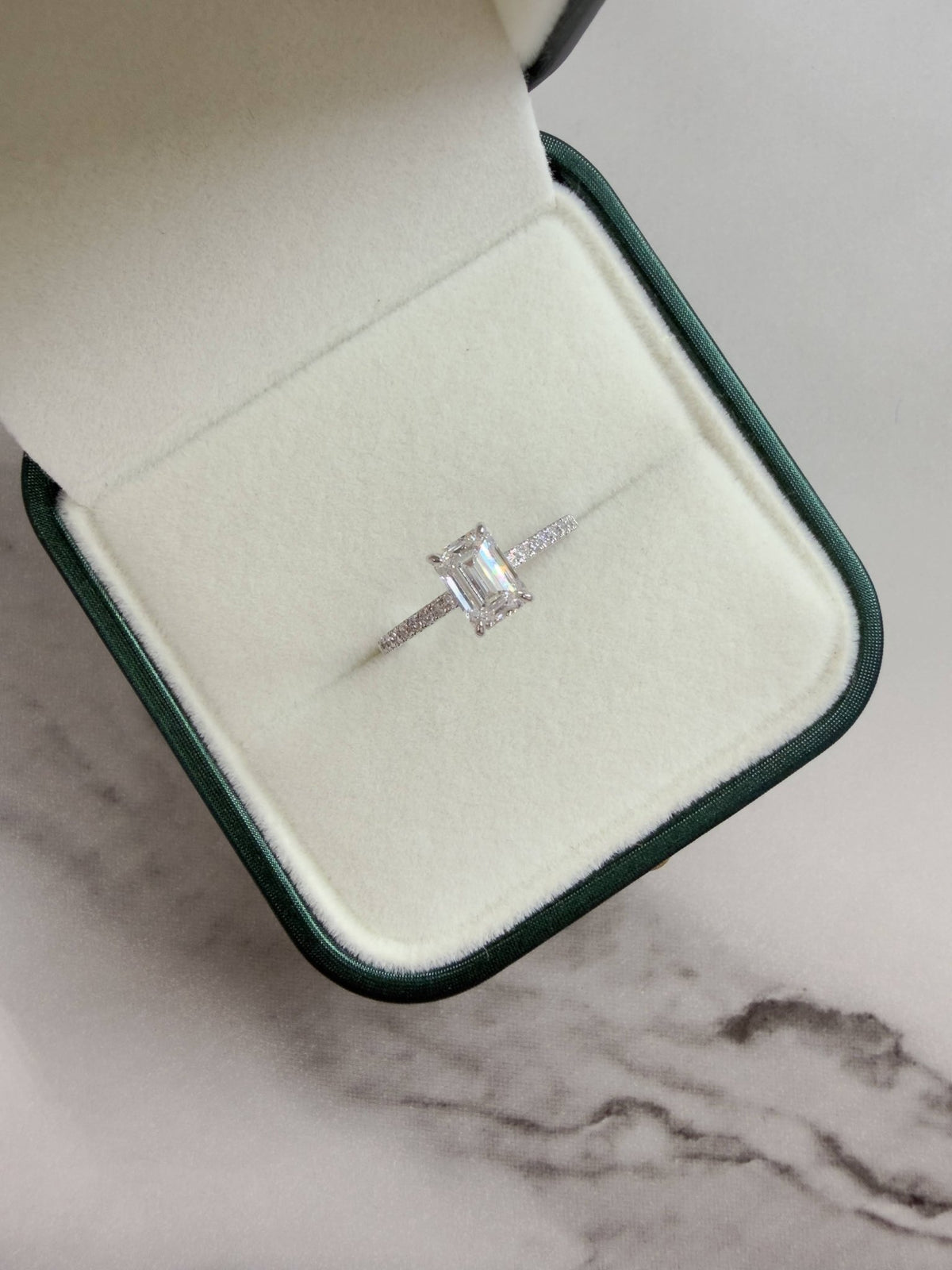 Suri丨Emerald Cut Solitaire Pave 1CT Lab Grown Engagement Ring - Rings