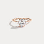 Olivia丨1CT Three-Stone Lotus-Inspired Lab-grown Diamond Engagement Ring - Rings