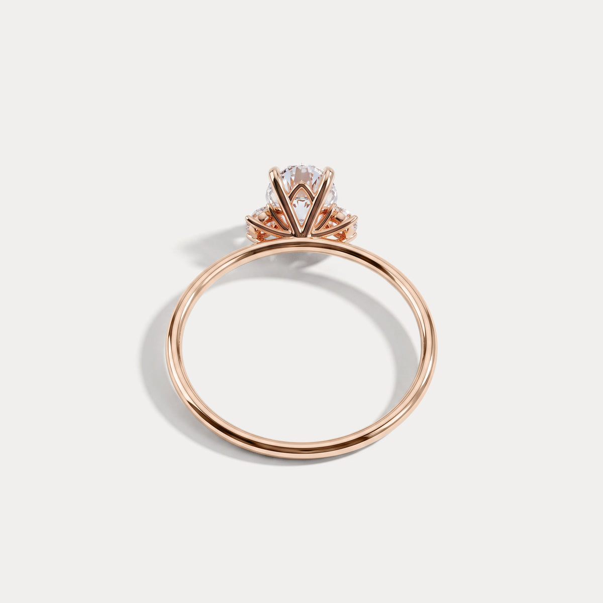 Olivia丨1CT Three-Stone Lotus-Inspired Lab-grown Diamond Engagement Ring - Rings