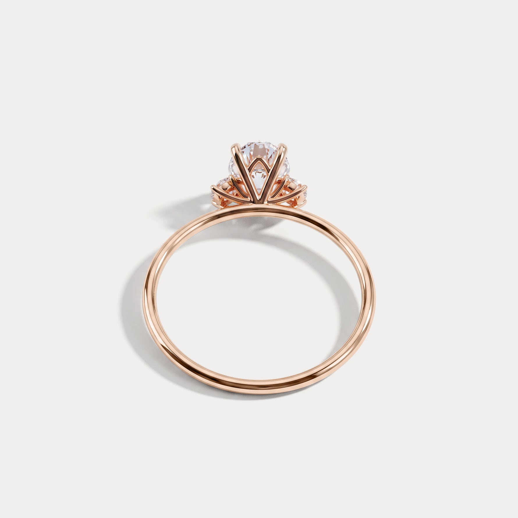Olivia丨1CT Three-Stone Lotus-Inspired Lab-grown Diamond Engagement Ring - Rings