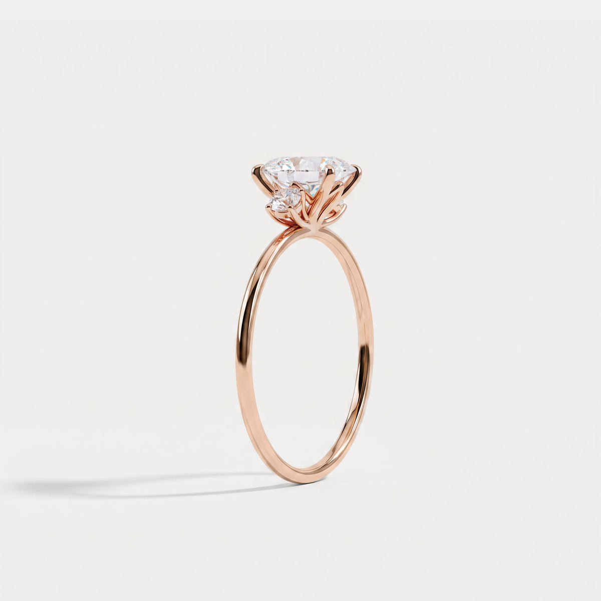 Olivia丨1CT Three-Stone Lotus-Inspired Lab-grown Diamond Engagement Ring - Rings