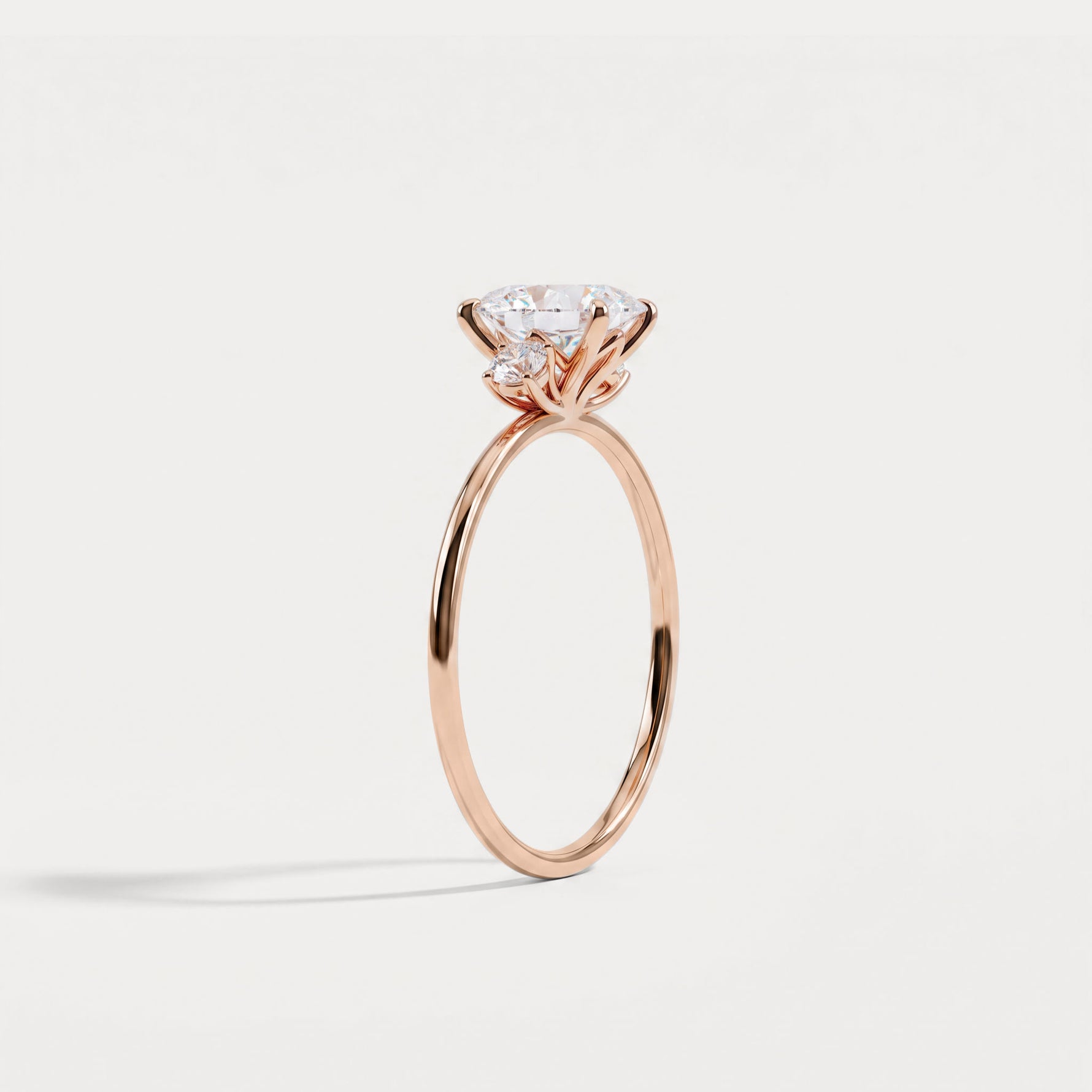 Olivia丨1CT Three-Stone Lotus-Inspired Lab-grown Diamond Engagement Ring - Rings