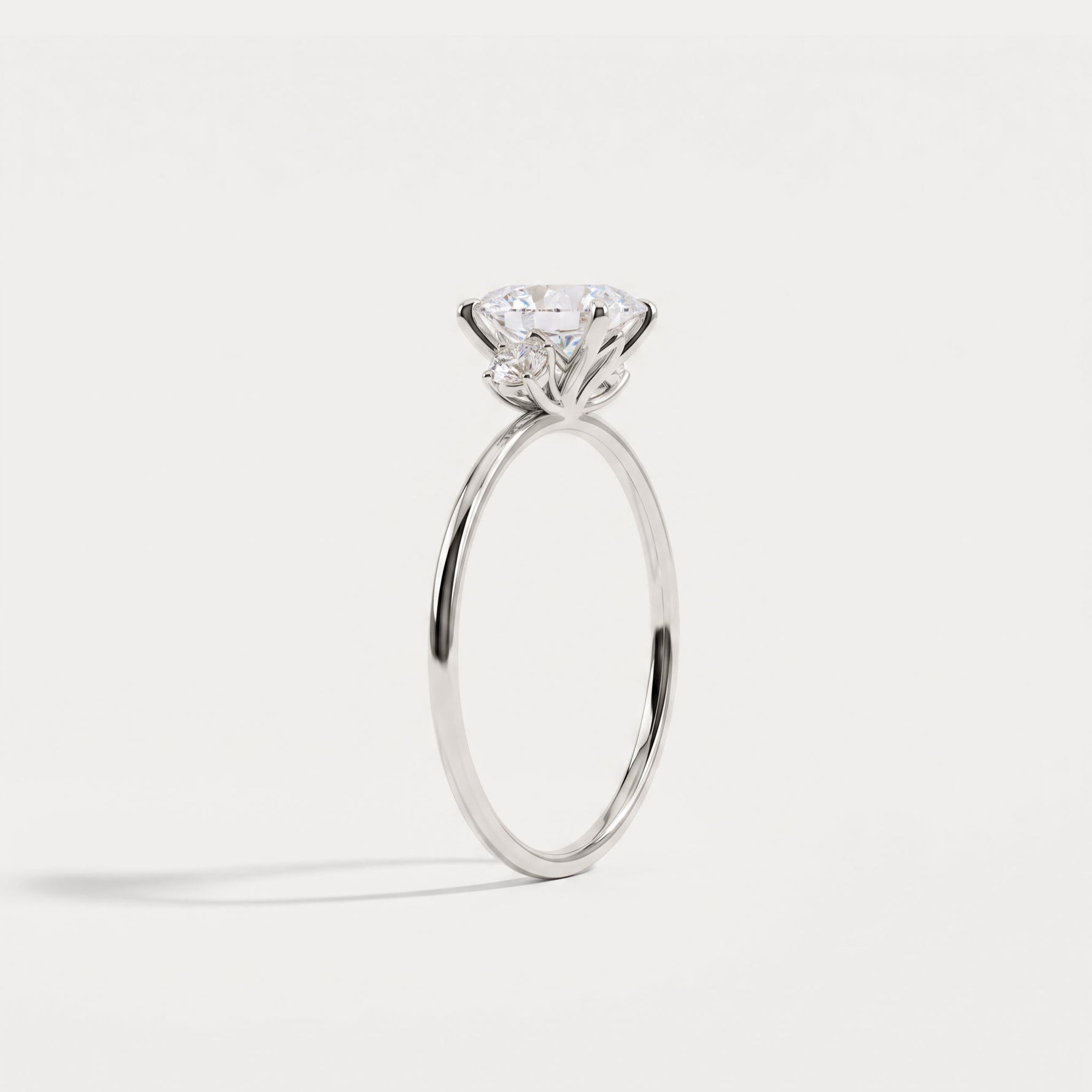 Olivia丨1CT Three-Stone Lotus-Inspired Lab-grown Diamond Engagement Ring - Rings