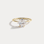 Olivia丨1CT Three-Stone Lotus-Inspired Lab-grown Diamond Engagement Ring - Rings