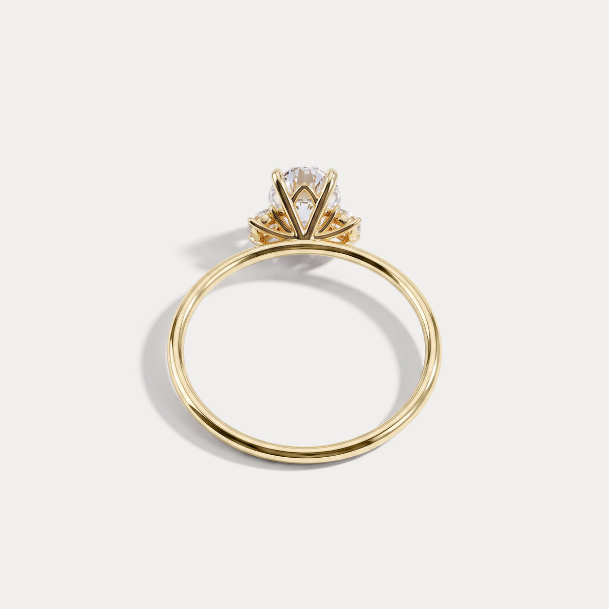 Olivia丨1CT Three-Stone Lotus-Inspired Lab-grown Diamond Engagement Ring - Rings