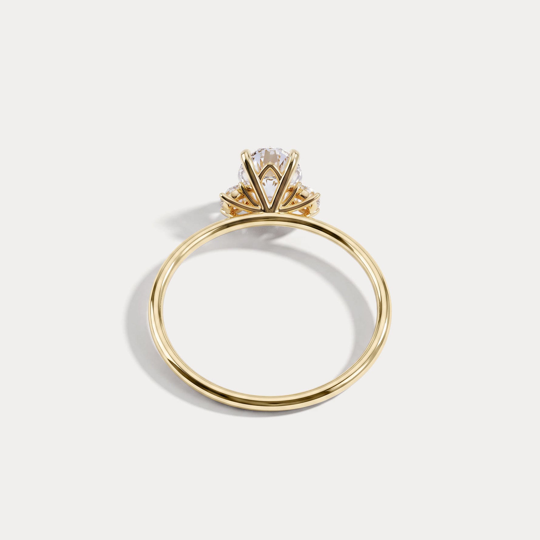 Olivia丨1CT Three-Stone Lotus-Inspired Lab-grown Diamond Engagement Ring - Rings