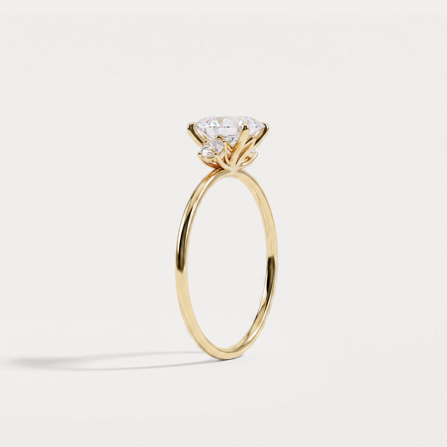 Olivia丨1CT Three-Stone Lotus-Inspired Lab-grown Diamond Engagement Ring - Rings