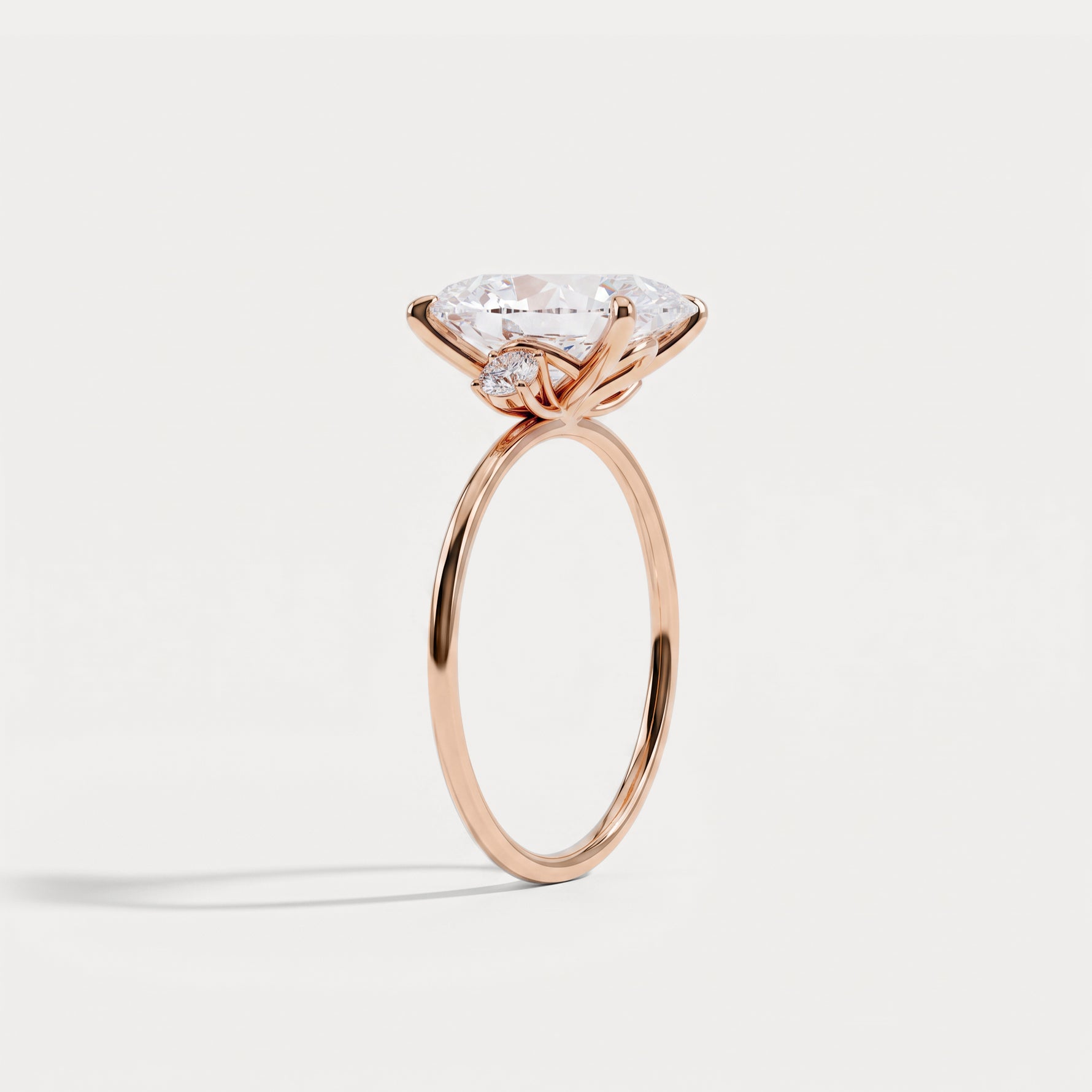 Olivia丨3CT Three-Stone Lotus-Inspired Lab-grown Diamond Engagement Ring - Rings