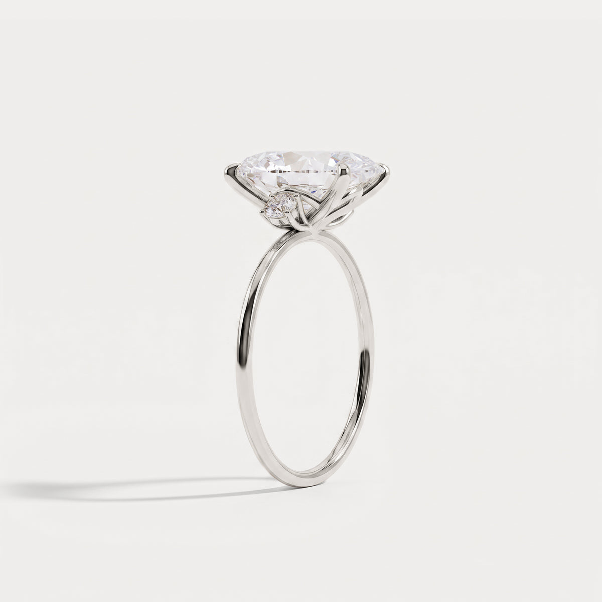 Olivia丨3CT Three-Stone Lotus-Inspired Lab-grown Diamond Engagement Ring - Rings