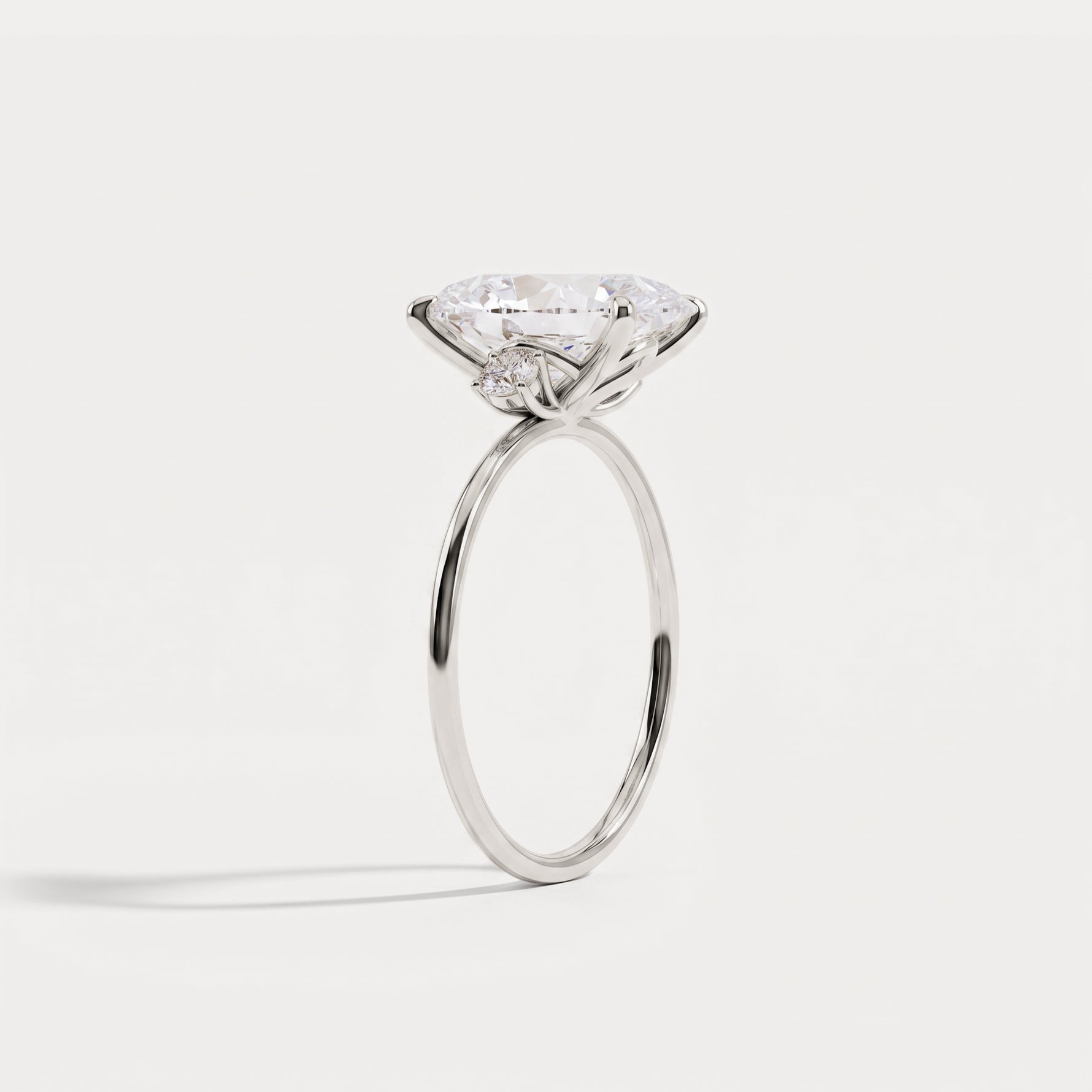 Olivia丨3CT Three-Stone Lotus-Inspired Lab-grown Diamond Engagement Ring - Rings