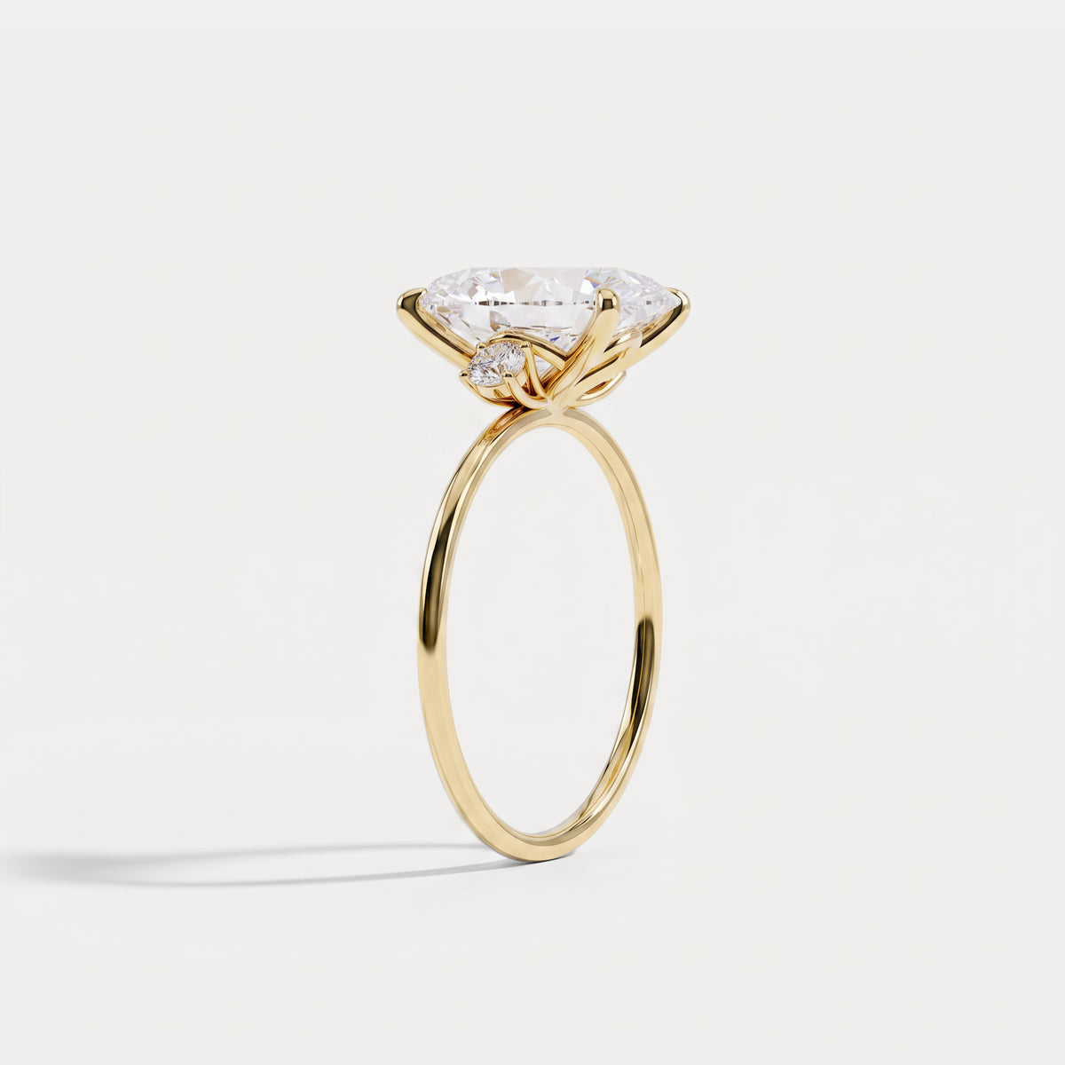 Olivia丨3CT Three-Stone Lotus-Inspired Lab-grown Diamond Engagement Ring - Rings