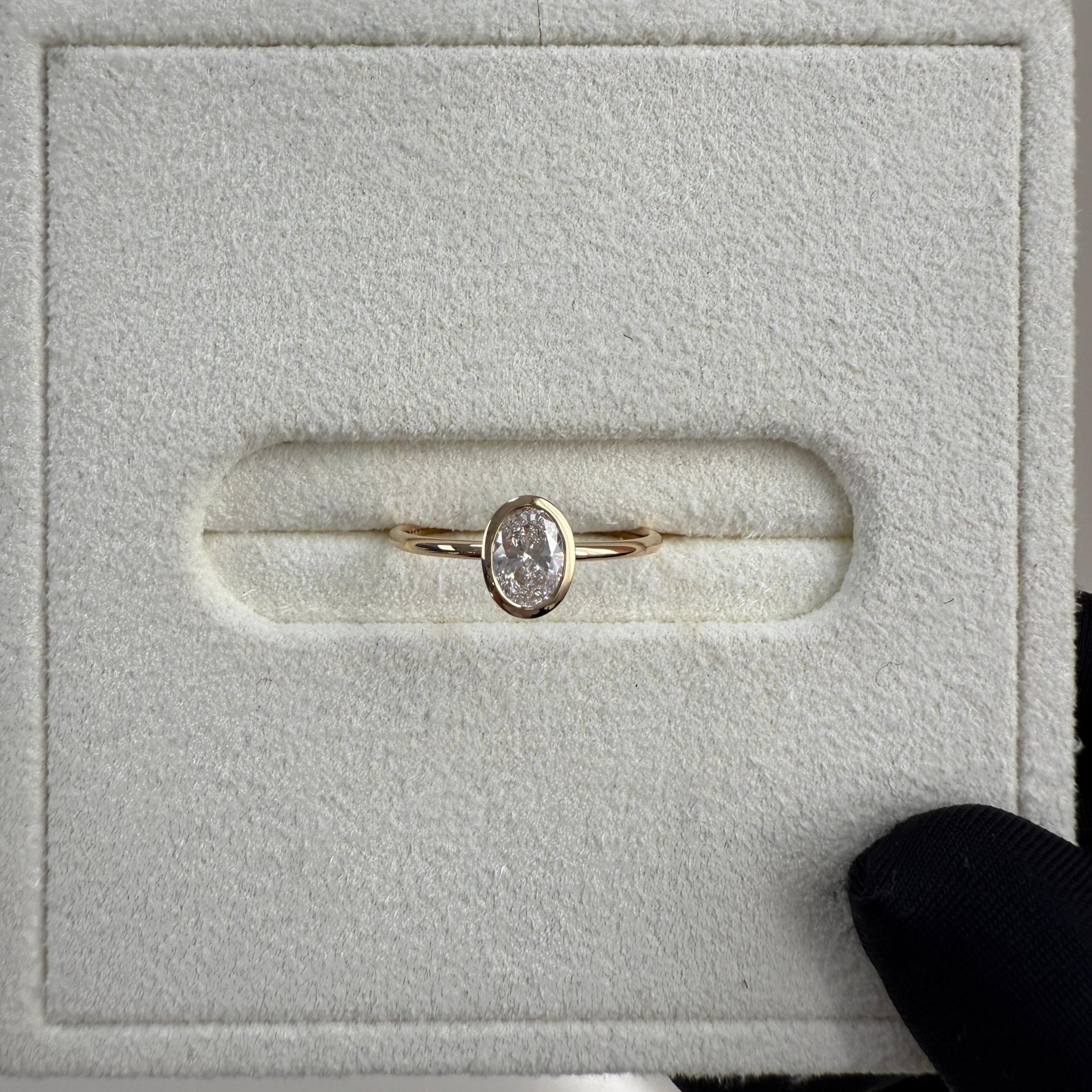 Minimalist Lab Diamond Bezel Solitaire Ring In 14K Solid Gold/Platinum - Rings