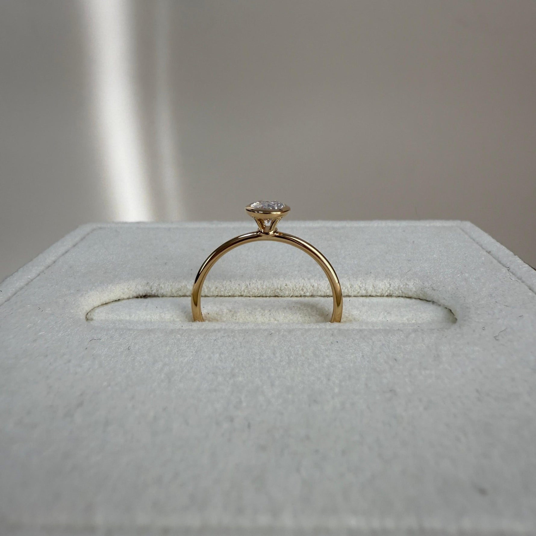 Minimalist Lab Diamond Bezel Solitaire Ring In 14K Solid Gold/Platinum - Rings