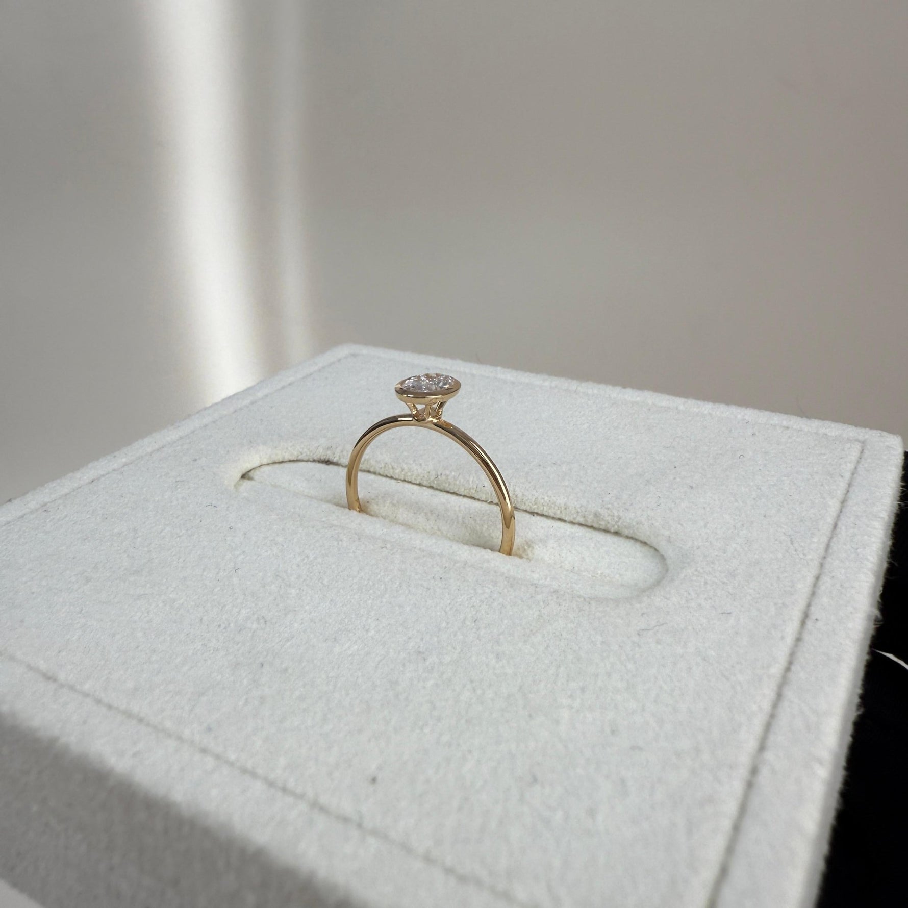 Minimalist Lab Diamond Bezel Solitaire Ring In 14K Solid Gold/Platinum - Rings